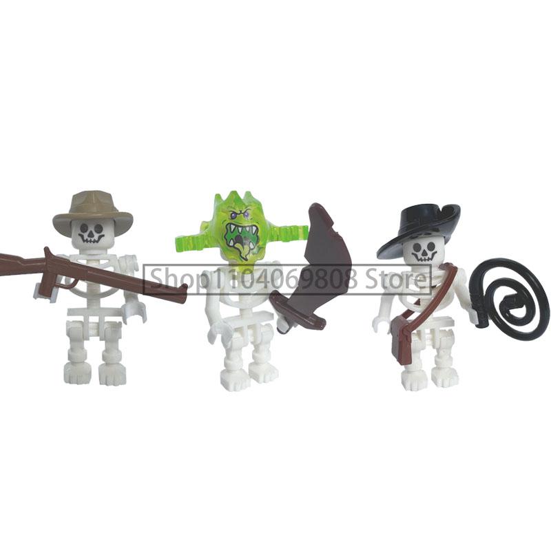 MOC Halloween Building Blocks Skeleton Army Knight Figures Flame Horse Medieval Vampire Furniture Assembly DIY Bricks Toys Gifts