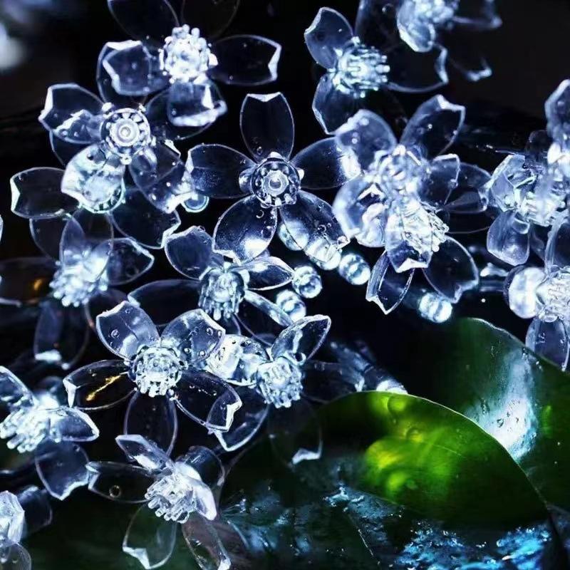 LED Solar String Lights Cherry Blossom Garland Lights Outdoor Solar Garden Patio Decor Lights Christmas Wedding Party Decoration