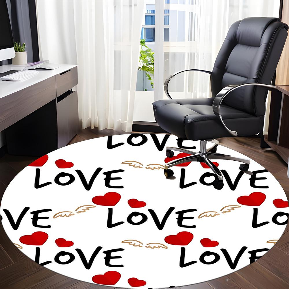 1pc Love Hearts Wings Carpet for Office Non Slip, Round Carpet, Soft & Comfortable, Carpet for Office, Lightweight Round Floor Mat