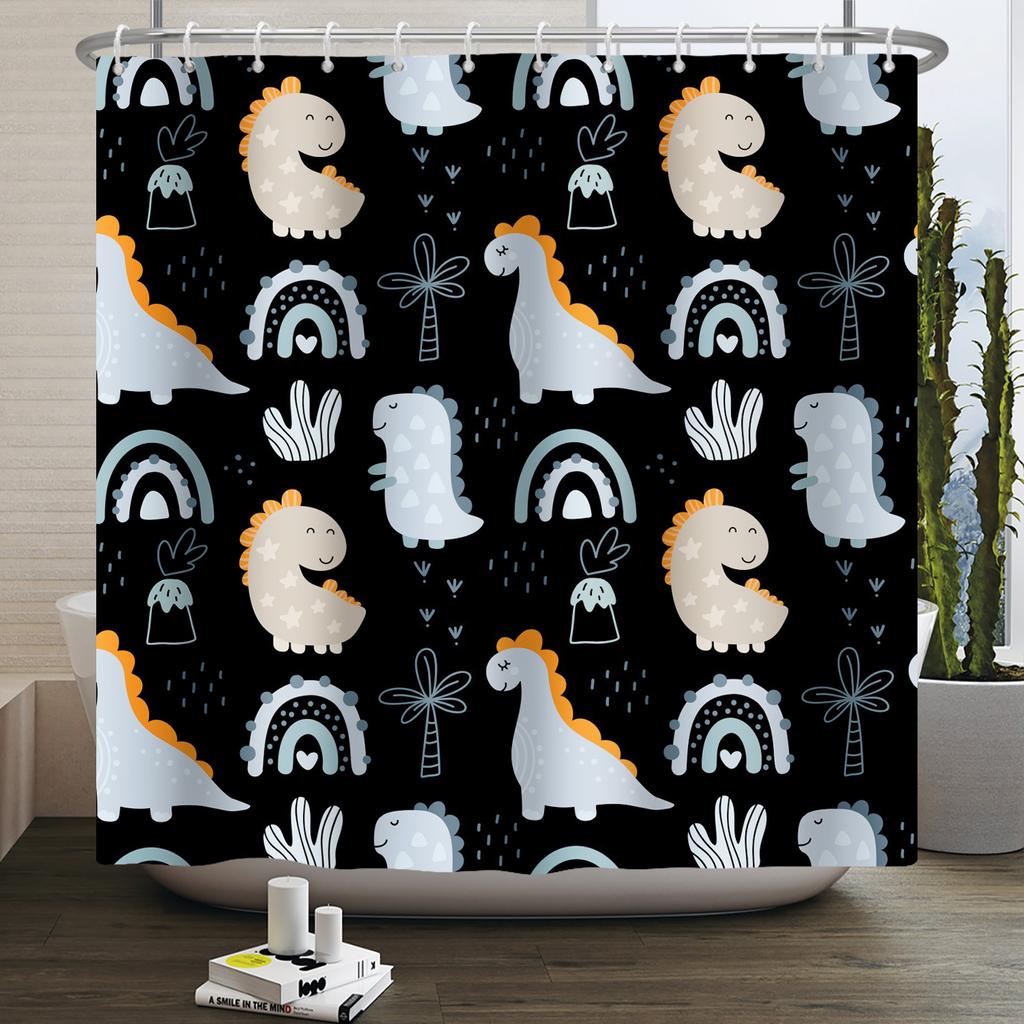 Cartoon Shower Curtain for Bathroom Kids Rainbow Cloud Sun Stars Flower Unicorn Cute Animals Waterproof Bath Curtain Home Decor