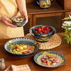 Bohemian Retro Dinnerware Set Salad Bowl Cutlery Ethnic Style Tableware for Home