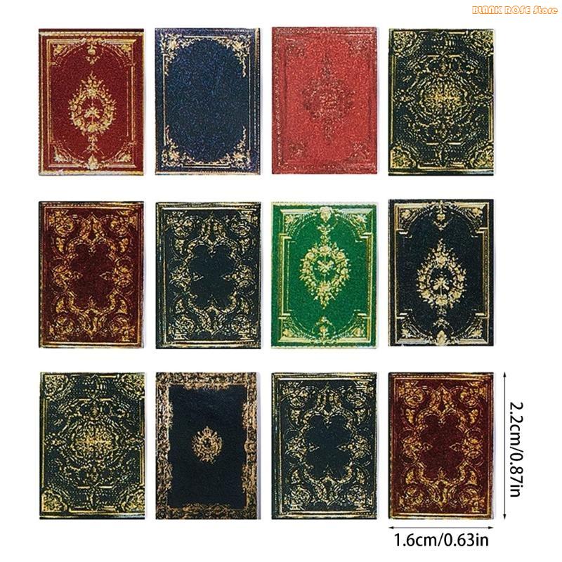 K1AE 3pcs 1:12 Scale Miniatures Dollhouse European Classical Mini Books Notebook Pretend for Play Decoration Accessories