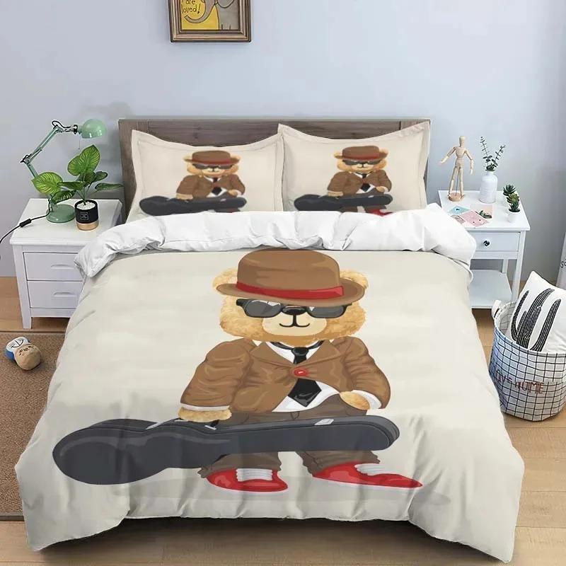 Bärenmuster Digitales Bettwäscheset Einzelbett Twin Full Queen King Size Polyester Schlafzimmer Bettbezug Aldult Kinder Steppdeckenbezug Set