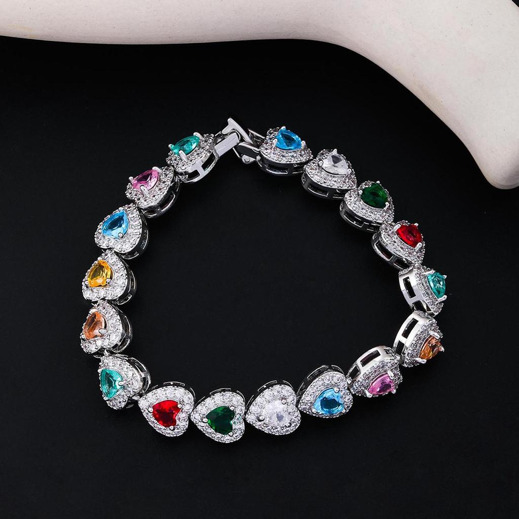 Super Sparkling Color Love Zircon Full Diamond Bracelet, Simple Design, Clear and Cold Feeling, French Court, Light Luxury Design Handpiece