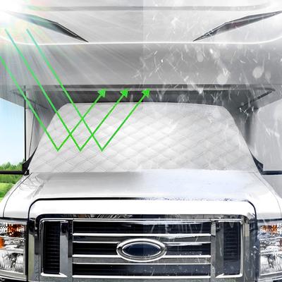 4-lagige RV-Frontfensterabdeckungen, Verdunkelungs-RV-Windschutzscheiben-Sonnenschutz mit Spiegelausschnitten und Magneten, Fensterschutz, RV-Zubehör