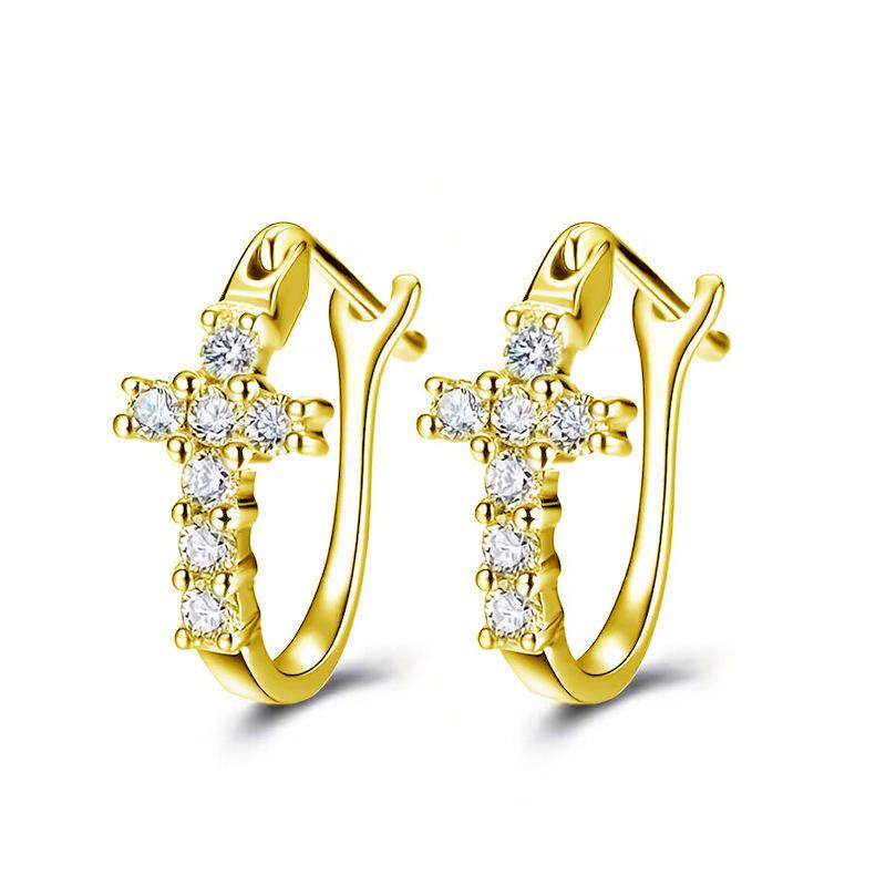 Classic Princess Square Bag Earrings, Cross Ear Buckles, Zircon Earrings.