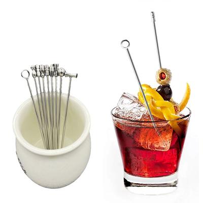 20Pcs Stainless Steel Cocktail Picks Silver Color Long Handle Fruit Sticks Irregular Shaped Rustproof Cocktail Skewers