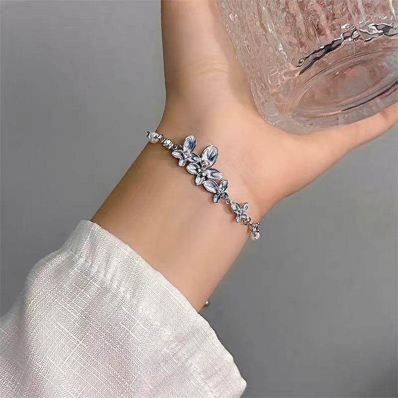 Fairy smudge flower pearl double necklace collarbone chain daily