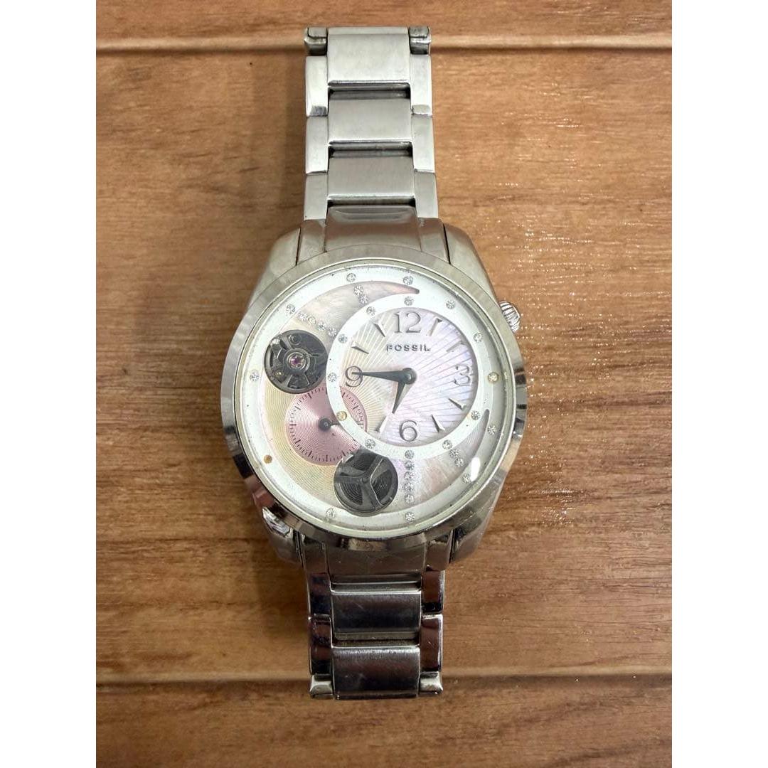 Used FOSSIL TWIST ME-1008 Automatic pink shell dial with stone