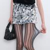 Kave Jacquard Fishnet Tights Fashion Vertical Stripe Pattern Mesh Pantyhose Sexy Black Sheer Tights Women Gothic Y2K Stockings