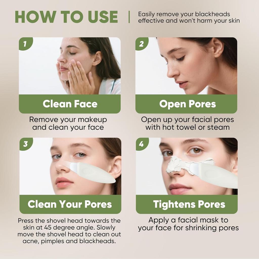 Blackhead Remover Tool, Face Spatula Skin Scrubber Facial Pore Cleaner Skin Care Tool Black Head Remover for Face Nose