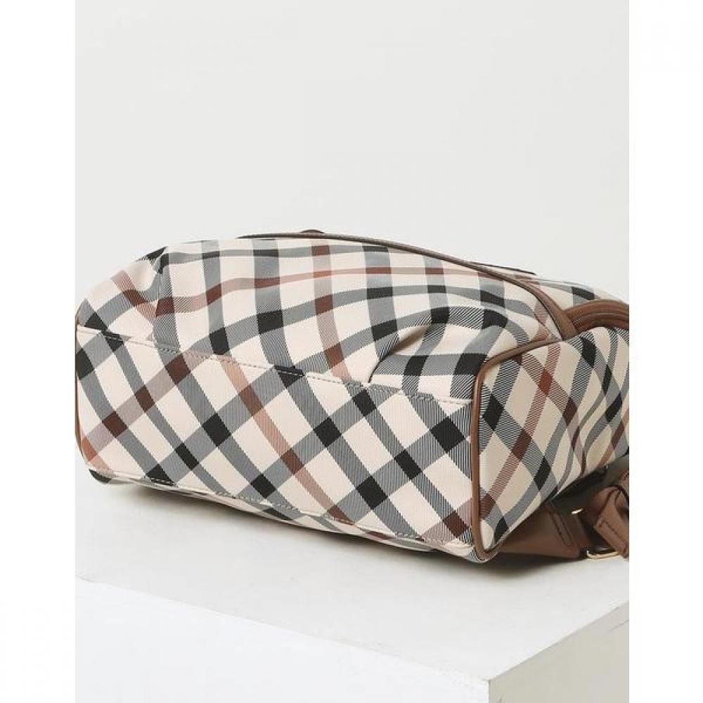 Daks Brown House Check Fabric Backpack Dcba1e635w2