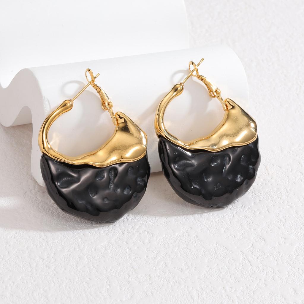 New Trendy Irregular Wave Metal Spliced Hoop Earrings Hypoallergenic Elegant Romantic Jewelry Stainless Steel Earrings