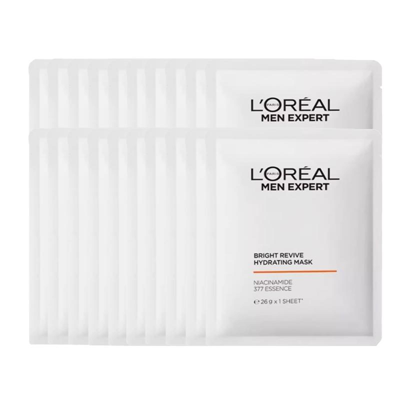Loreal Paris Men s Mask, Brightening Acne Marks, Lightening Spots, Moisturizing, , Nourishing, LOreal Mens Whitening Hydrating Mask-26g20 pieces