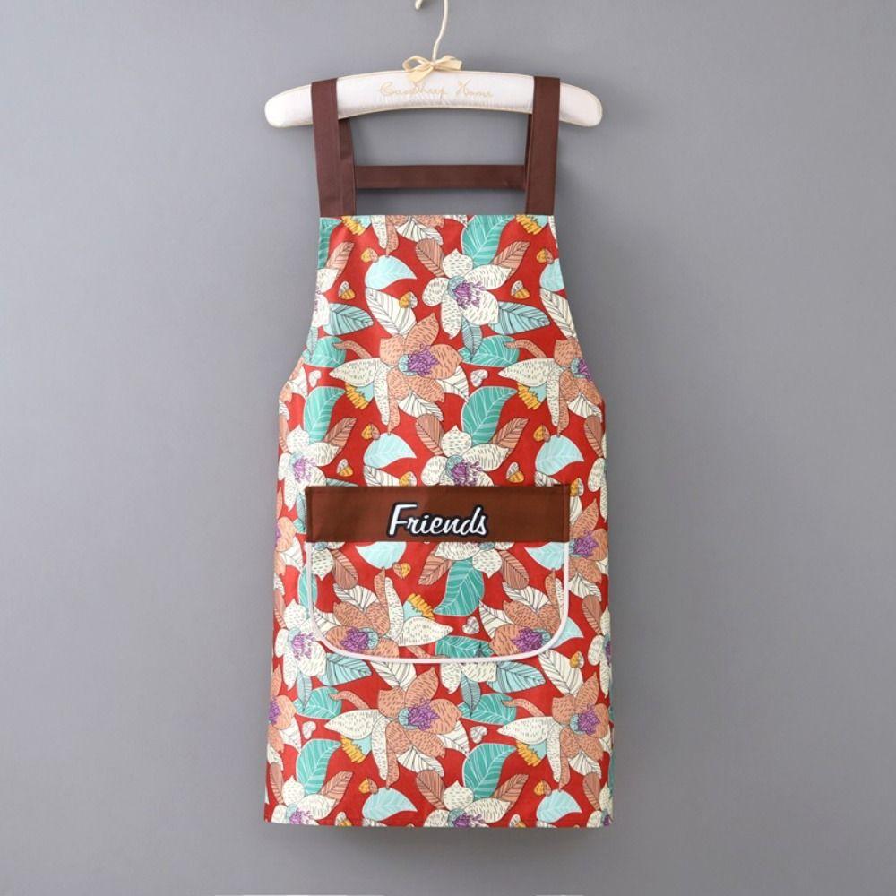 

Бытовой водонепроницаемый кухонный фартук, износостойкий, с принтом подсолнухов, рабочий фартук с карманом, грязеотталкивающий фартук, флорист красный