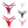2Pcs Erotic Women Lace See Through Hollow Out Open Crotch G-String Underwear