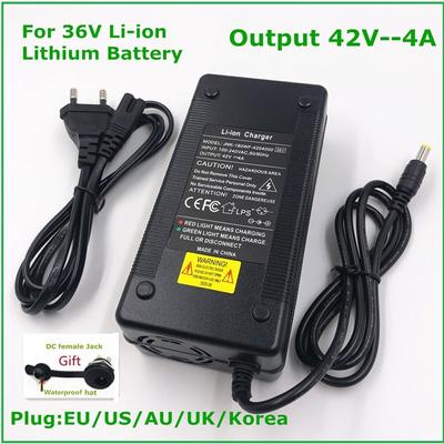 42V 4A Smart Batterieladegerät für 10Series 36V 37V Li-Ion E-Bike Elektrofahrrad Batterieladegerät DC 5,5mm*2,1mm Schnellladung
