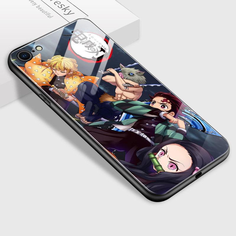 Tempered Glass Phone Case for iPhone Samsung Galaxy Infinix TPU Soft Edge Popular Japan Anime Shockproof Smartphone Cover