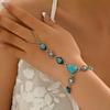 Vintage Ethnic Summer Bohemian Design Bracelet for Women Trendy Oval Cracked Imitation Turquoise Chain Ring Party Jewelry