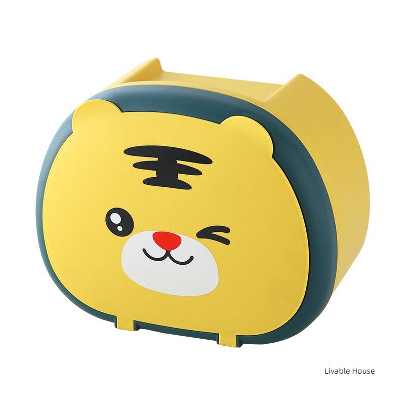 Cartoon facial towel storage box Wall hanging tissue storage box Non punching roll paper storage tissue box paper towel holder