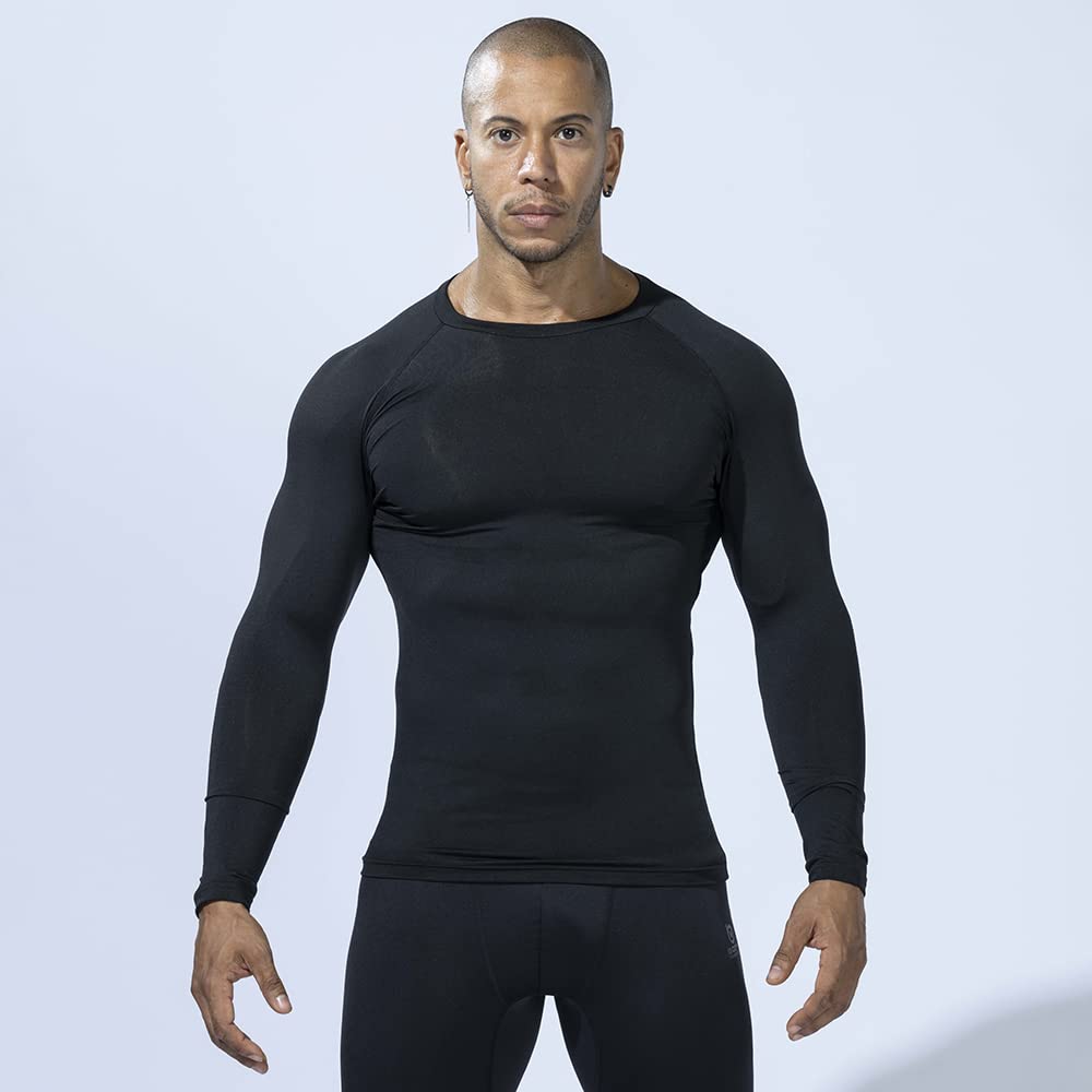 Otafuku Gloves Summer Long Crew Neck Size 4L Men's Innerwear, Sleeve, [Sweat-Wicking, Quick-Drying, Deodorizing, Cool-Touch Compression] JW-623 Black,