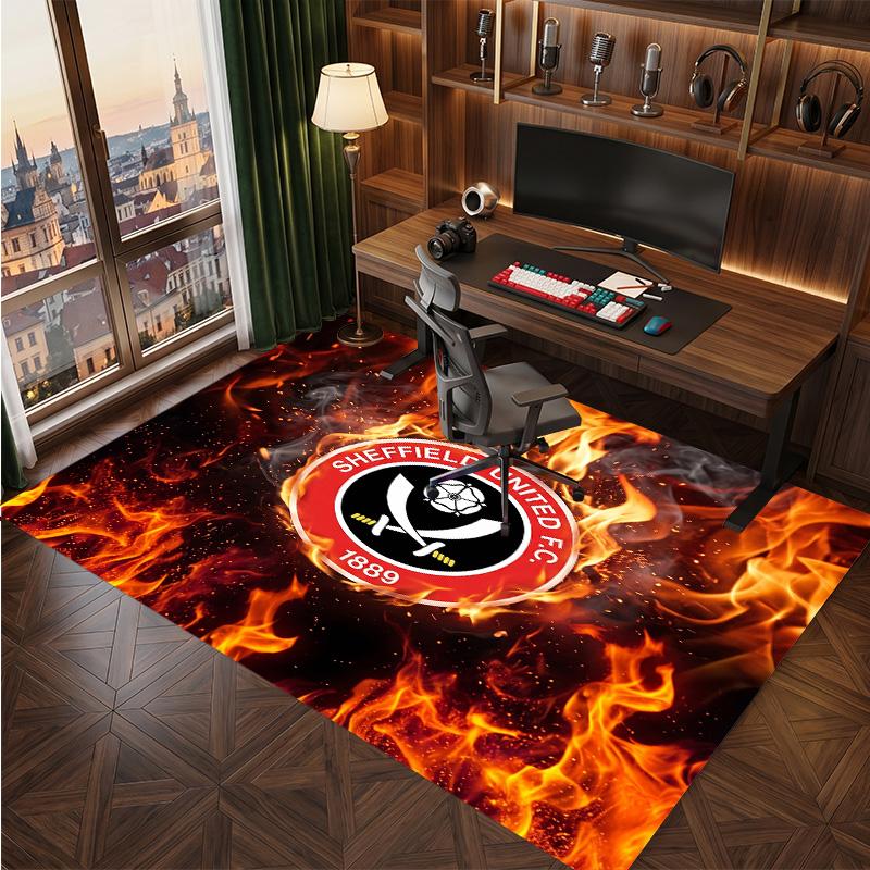 Sheffield United Football Print Crystal Velvet Rug, Comfortable Water Absorbent Non Slip Indoor Floor Carpet