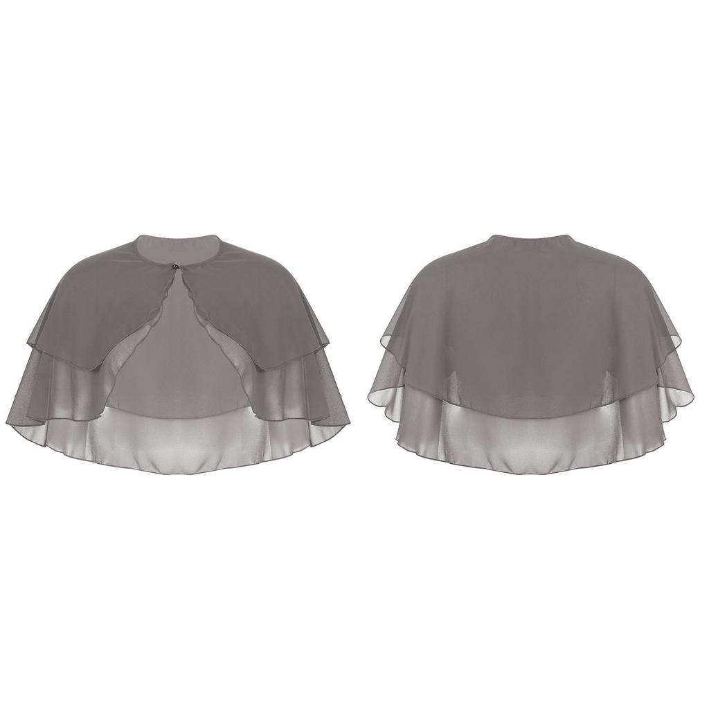 Women Elegant Chiffon Shawl Cape Ruffle Wraps Bolero Dress Accessory for Party Wedding