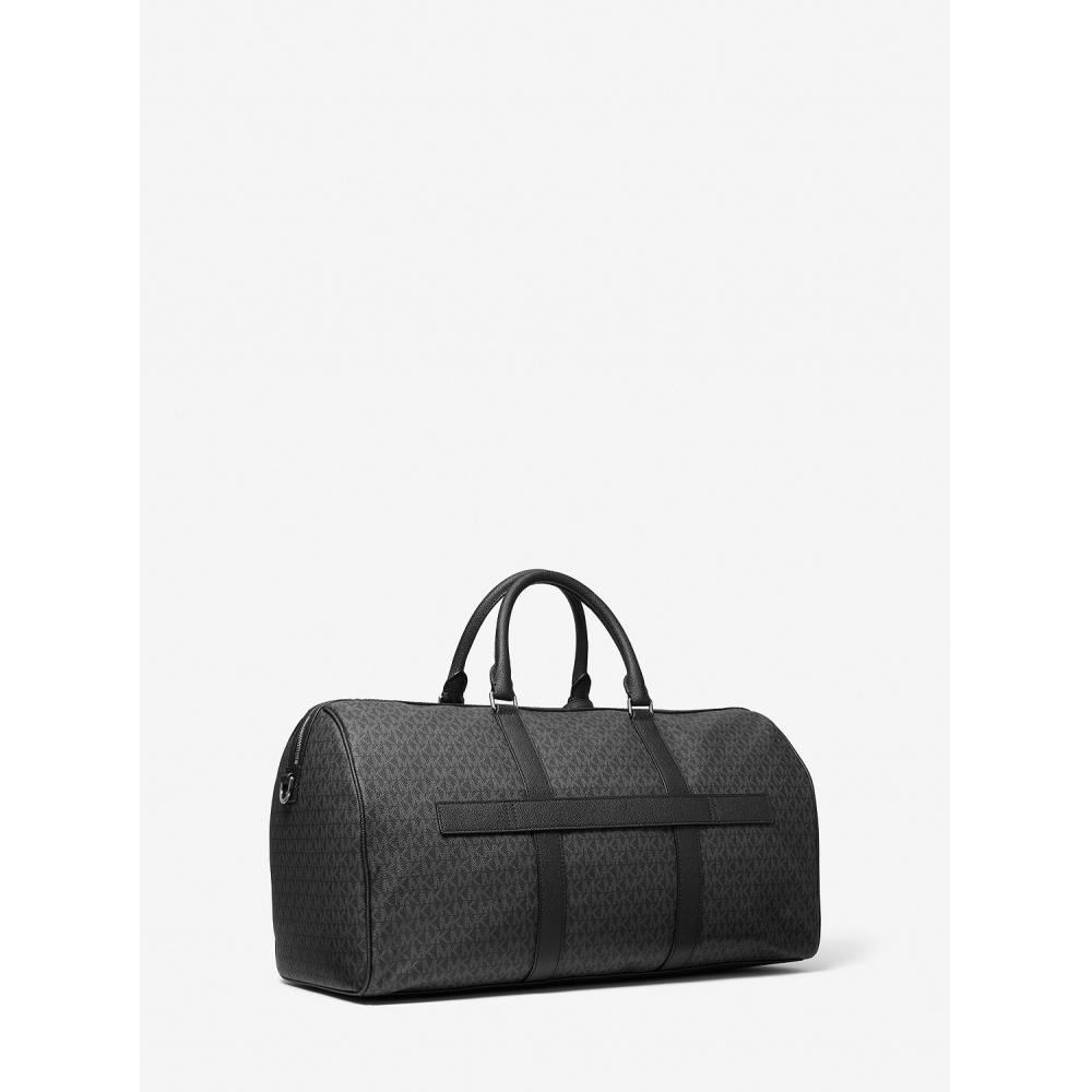 Michael Kors Harrison Duffle Boston Bag Mk Signature 37h0lhru3b1 Black