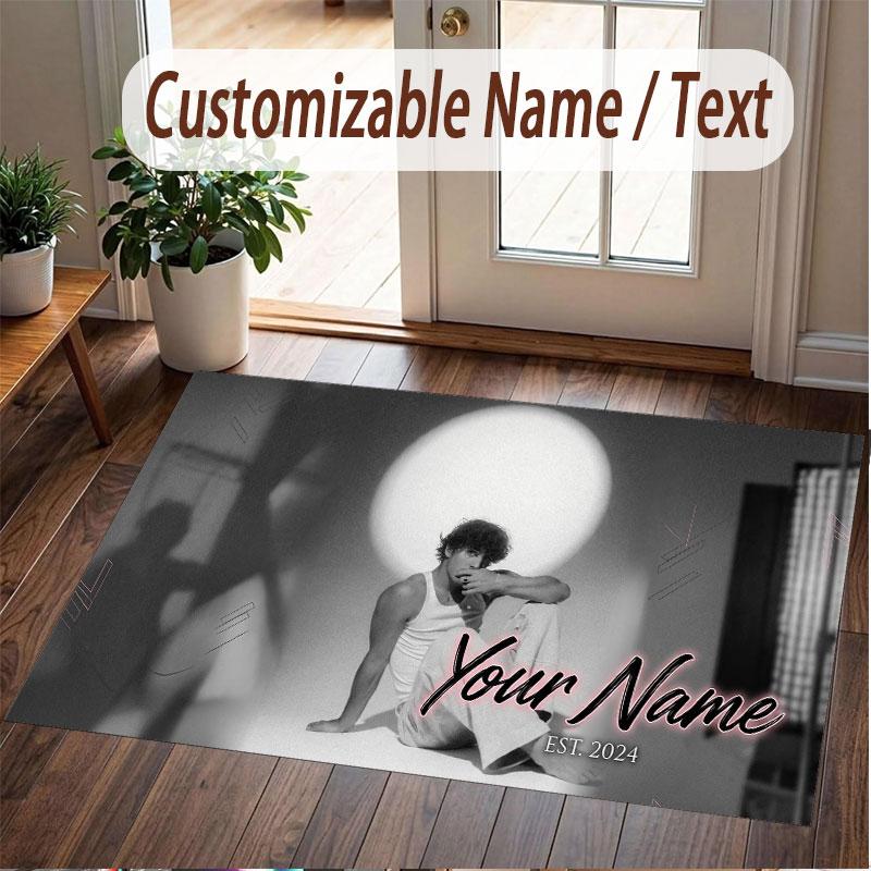 Custom Name Crystal Velvet Rug,Benson Boone Comfortable Anti Slip Floor Mat For Room Decoration