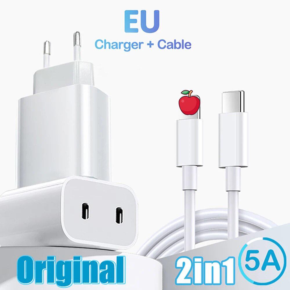 40W Dual PD USB C Ladegerät Quick Charge 3.0 Typ C EU/US Stecker Handy-Ladeadapter Für Apple iPhone 15 14 Pro Max Samsung Xiaomi