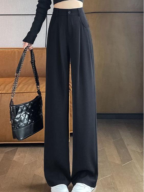Women's 2026 Korean-Style High-Waisted Wide-Leg Professional Slimming Pants
