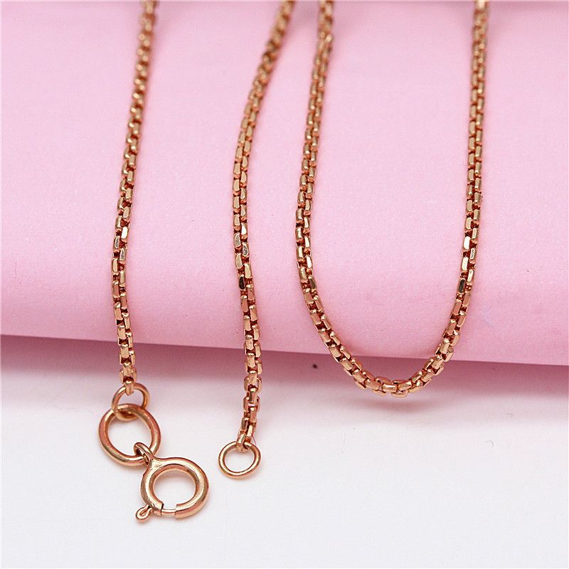 Purple Gold Necklace Imported Craft Box Chain Premium Rose Gold Plated Color Gold Collarbone Chain