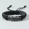 Punk Pirate Style Skull Bangles Men Personality Retro Leather Bracelet Hand-woven Jewelry Halloween Gifts Wholesale