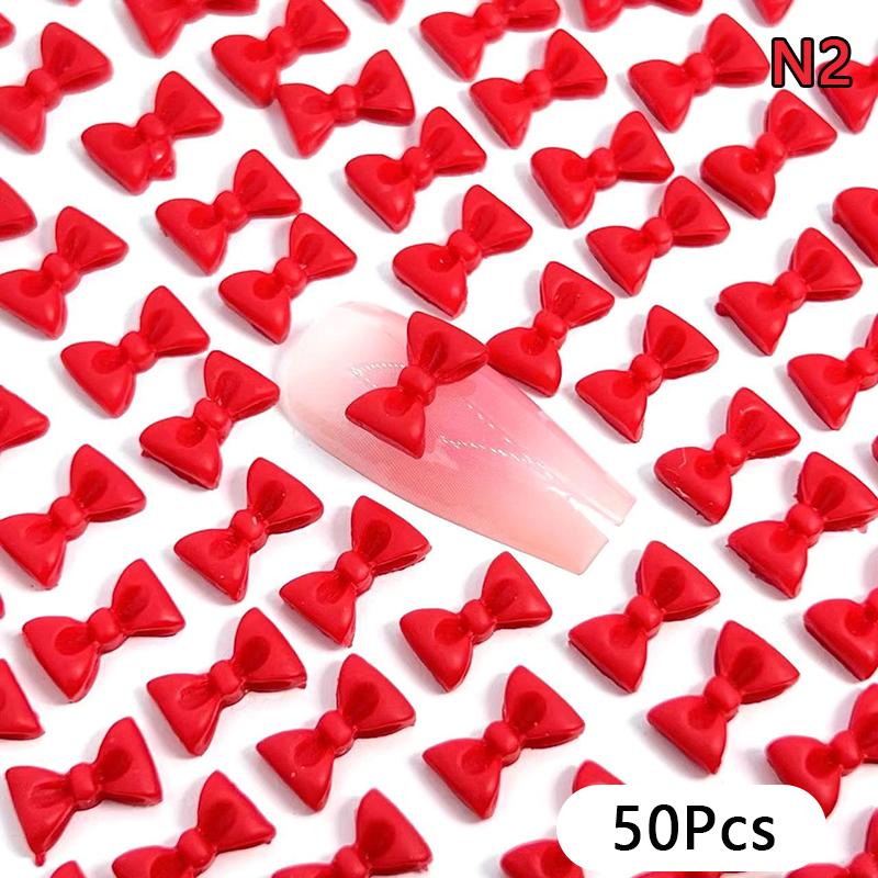 50Pcs Ribbon Resin Bow Nail Charm Parts 3D  Nail Art Decoration Accessories Supplies For Diy Korean Manicure Design