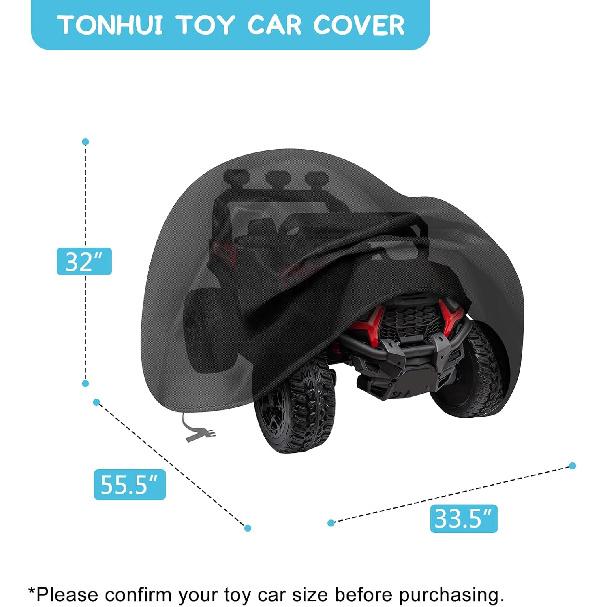 Tonhui Large Kids Ride-On Truck Toy Car Cover, 420D Heavy Duty Waterproof Cover For Power Wheels, Outdoor Protective Cover All Weather - Universal