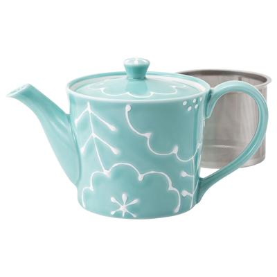 Hasamiyaki Teapot Teapot Capacity 400ml SS Stainless with Tea Strainer Maria Light Blue Microwave Safe Dishwasher Safe 24726 Approx. (super Steel)
