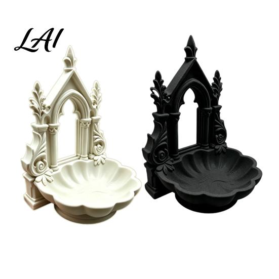 Retro Ring Display 3D Printed Gothic Arch Jewelry Tray Medieval Church Style Trinket Vintage Holder Dish Decorative Tray for Rings Earrings Desktop