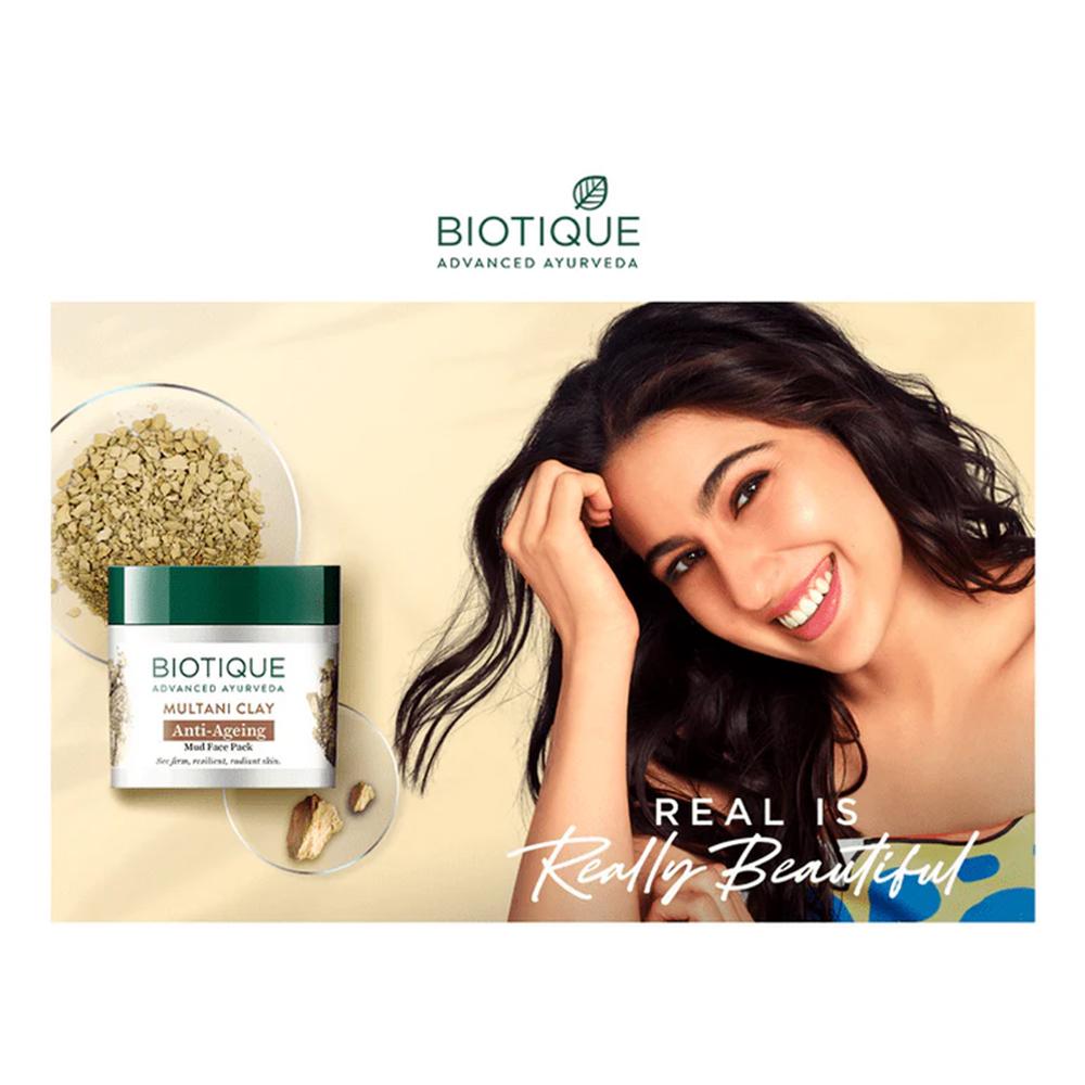 Biotique Multani Clay Anti Aging Mud Face Pack 75gm – Natural Firming Mask for Glowing Skin, Wrinkle Reduction
