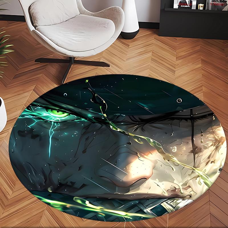 Zoro (1) Round Office Rug Decorative Floor Rug for Office Bedroom Living Room and Home Space