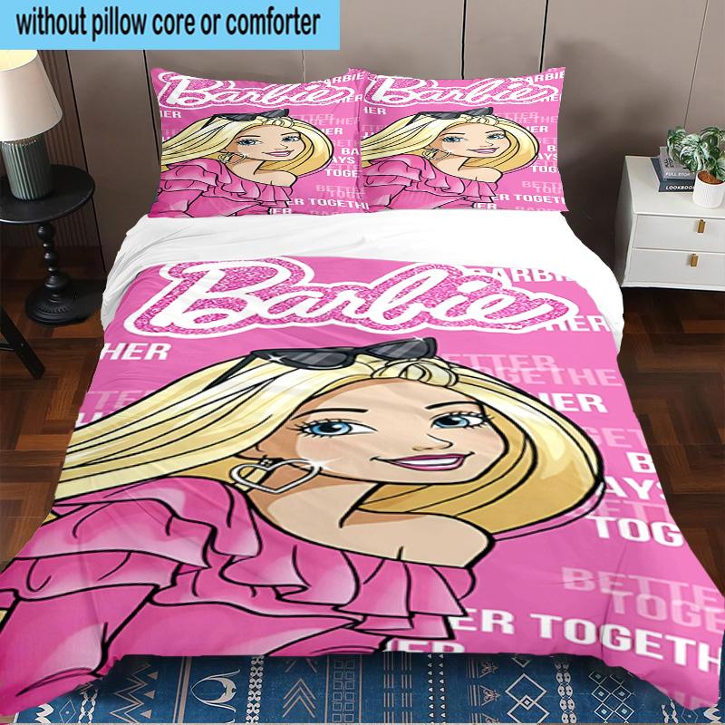 Pink Barbie Fantasy World Printed 3PCS Bedding Set, Includes A Duvet Cover and Two Pillowcases for Bedroom, Suitable for All Seasons Fan Gifts