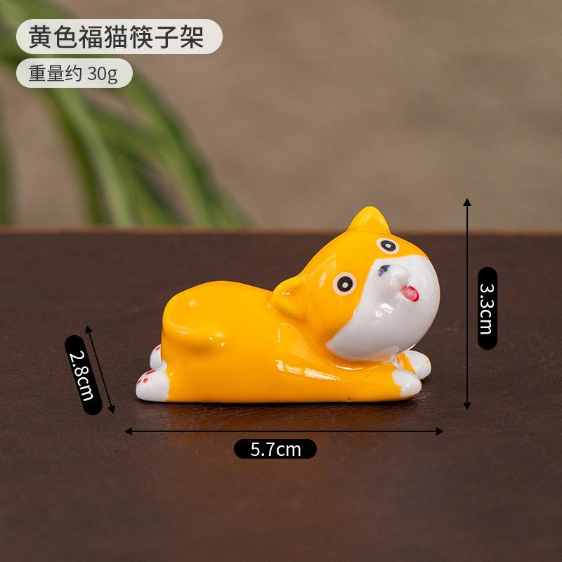 2pcs Cute Cartoon Dog Cat Ceramic Chopsticks Holder Chopstick Holder Stand Practical Fashion Chinese Kitchen Tableware Utensil