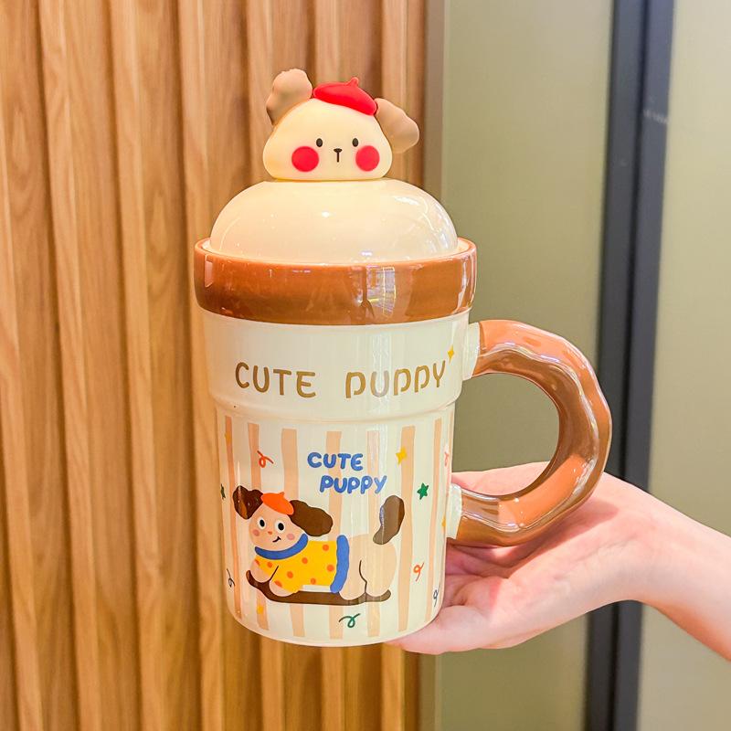 Birthday Gift Girls High-value Pig Ceramic Drinking Cup Cute Puppy Mug Gift Box