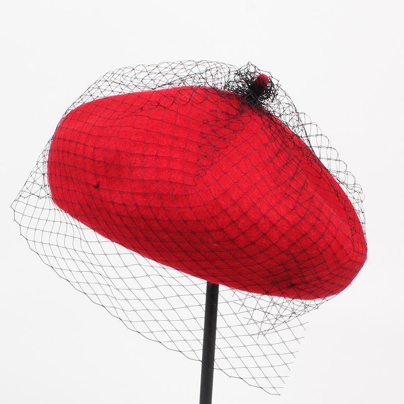 Retro Style Hat Mesh Multi Solid Color Womens Elegant Felt Warm Hatsberet