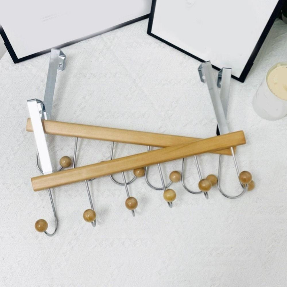 6 Hooks Over The Door Hooks Folding Punch Free Hanging Storage Rack Large Capacity Space Saving Clothes Coat Hooks for Home