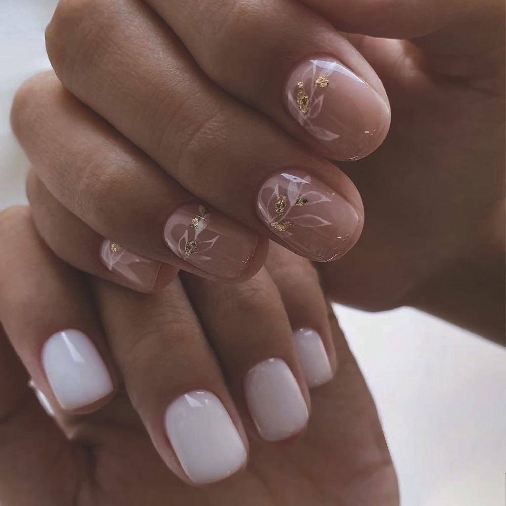 

Simple False Nail Retro style Press on Nails Waterproof French Fake Nails Girl