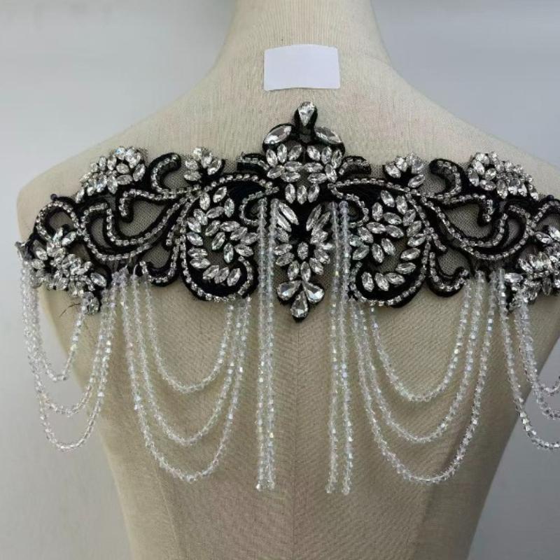 1 STÜCK Handgenähte Fransen Perlen Spitze Strass Applikationsaufnäher 26 Farben DIY Handgemacht Kleid Hochzeitskleid Bekleidungszubehör