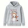 Kids Boys Girls Hoodie Cute Stacked Kitten Pattern Pullover Sweatshirt Casual Soft Long Sleeve Top for Children Daily Wear School Outdoor Activities