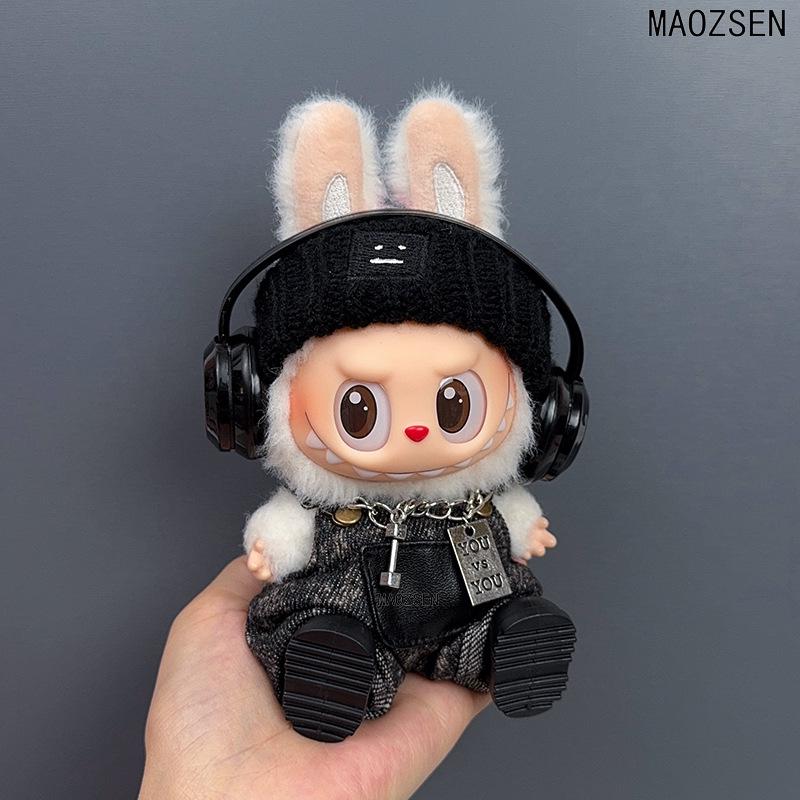 New 17cm Bubu Doll Trendy Spy Overalls with Headband & Headphones for First, Second, and Third Generation Dolls