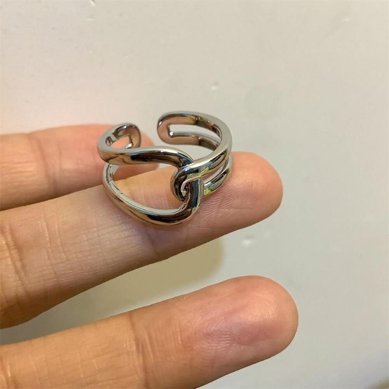 Open Ring for Women Simple Knot Design Fashionable Line Wrapping Ring Geometric Style Ins Personality Ring