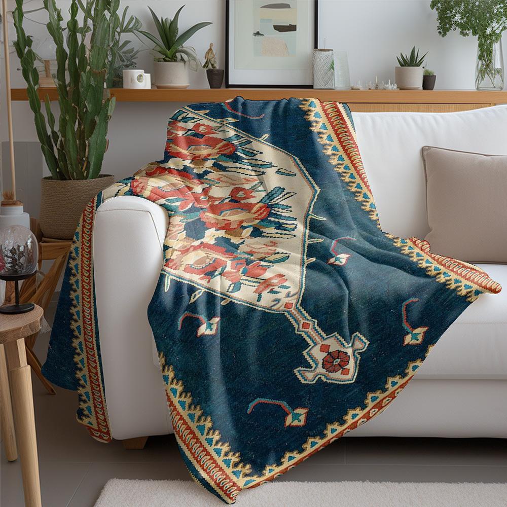 Turkish Vintage Kilim Rug Soft Plush Wool Area Rug Bohemian Home Decor Accent Blanket